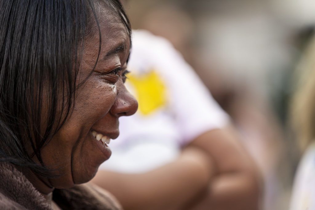 Smiles during release